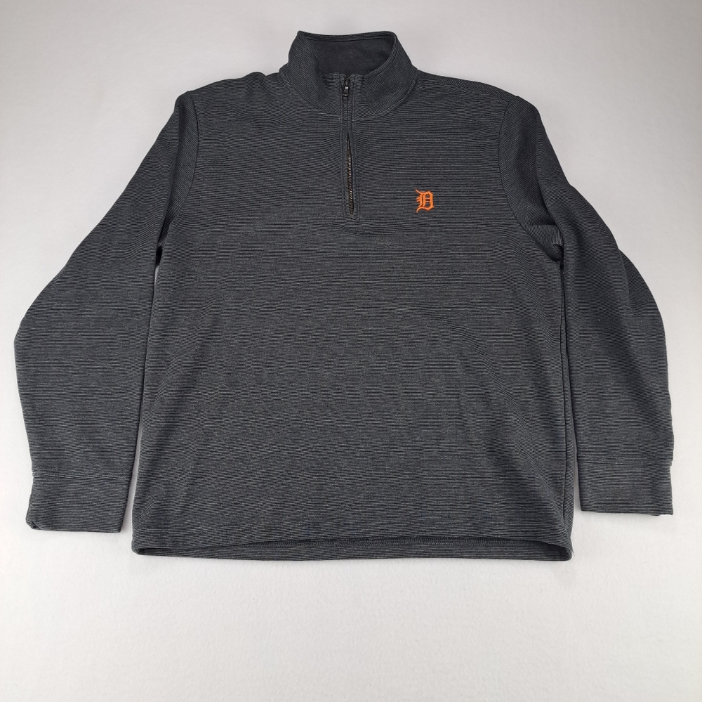Vineyard Vines Sweater Men’s Large Gray 1/4 Zip Long Sleeves Gray Stripped